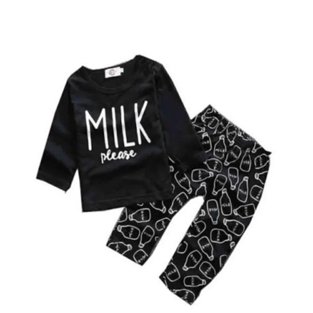 Toddler Boys Giggle N Grow Boutique Milk Please Bottles Casual Outfit - Sz 2T